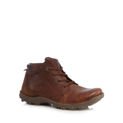 Caterpillar Big and tall tan leather stitch boots